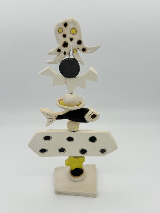 Totem octopus banner fish flower