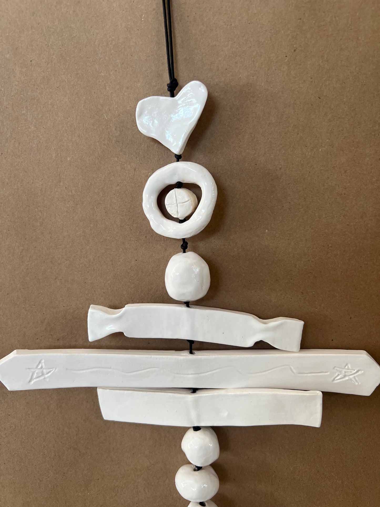 Wall hanging double heart ribbon star eye wing