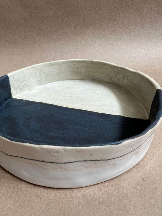 Black and white cookie dish